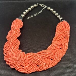 Braided Coral Beaded Necklace
